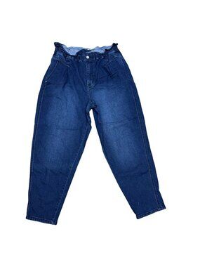 Vintage America Womens Paperbag Waist Denim Pants Size 16 Regular Blue Cotton